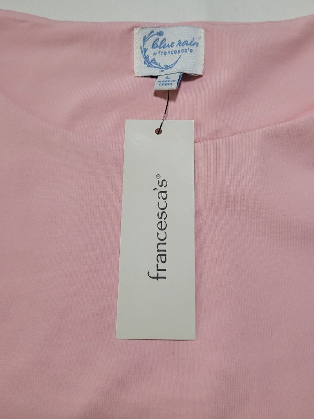 Blue Rain Francesca’s Pink Cropped Short Sleeve Top Double Lined Large NWT - Picture 6 of 7